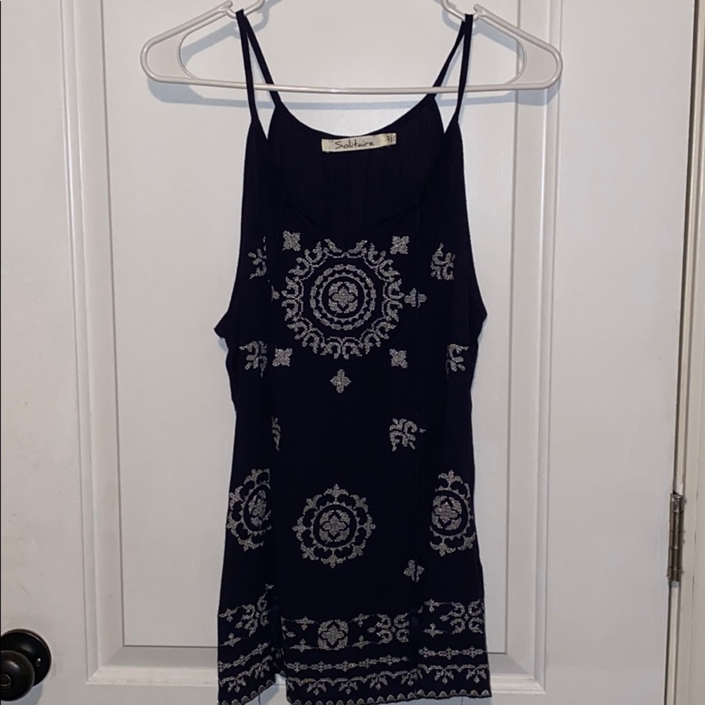 Solitaire navy blue tank top